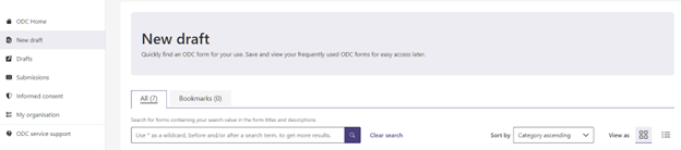 Screenshot of a cropped 'New Draft' page showing the side menu