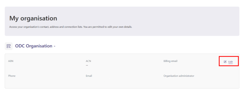 Screenshot of your organisation details as recorded in portal. 