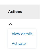 Figure 13 – Close up image of Actions drop down menu.