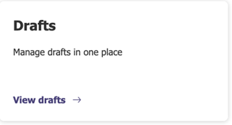 Screenshot of the drafts home tile